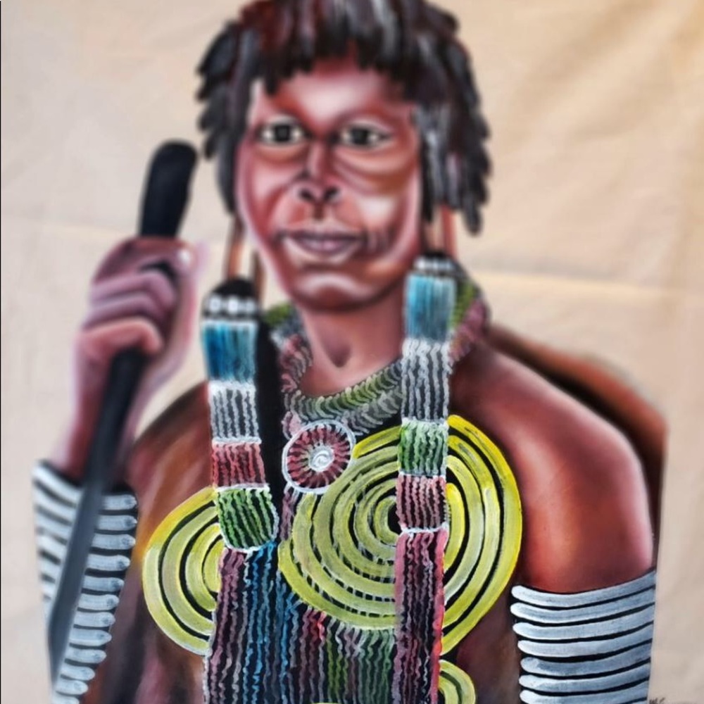 Kenyan  African print hand painted on cloth